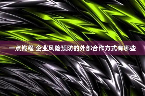 一点钱程 企业风险预防的外部合作方式有哪些